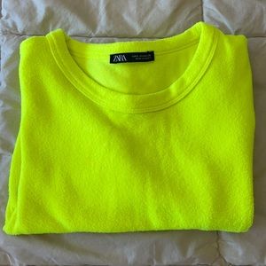 Neon Yellow Fleece ZARA crop
